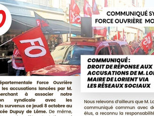 🔴Communiqué : Droit de réponse aux accusations de M. Loher, maire de Lorient via les réseaux sociaux - mobilisation mardi 13 octobre.