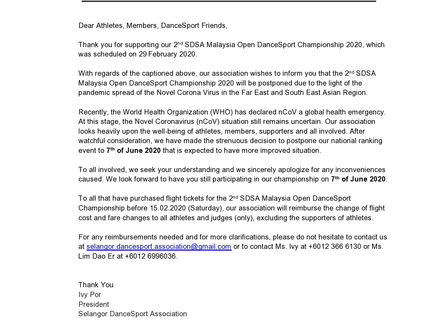 News | 2nd SDSA Open Postponed to June 7th 2020 due to Corona Virus Outbreak!