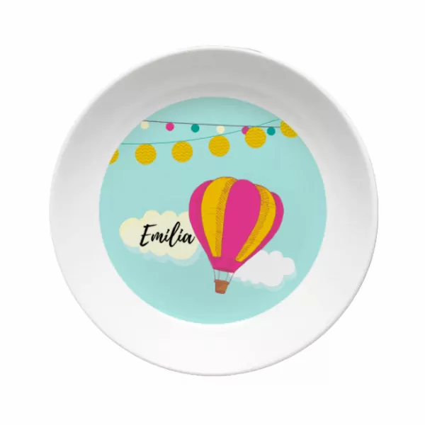 Miniaturbild: Personalisierte Kinderschale_Heißluftballon pink_Melamin_Mädchen
