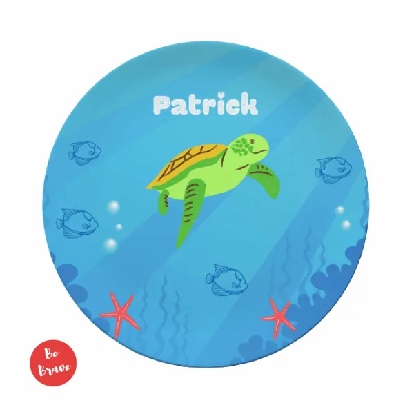 Miniaturbild: personalisiertes Geschenk Baby_Kinderteller mit Namen_Melamin_Schildkröte