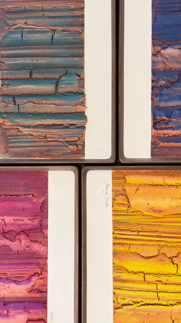 a collection of four paintings with one that says ' marie x. reid ' on it