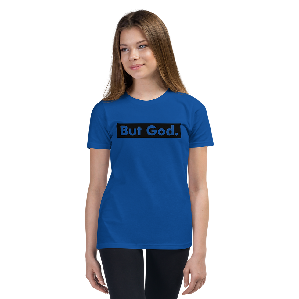 Thumbnail: But God. Youth Short Sleeve T-Shirt