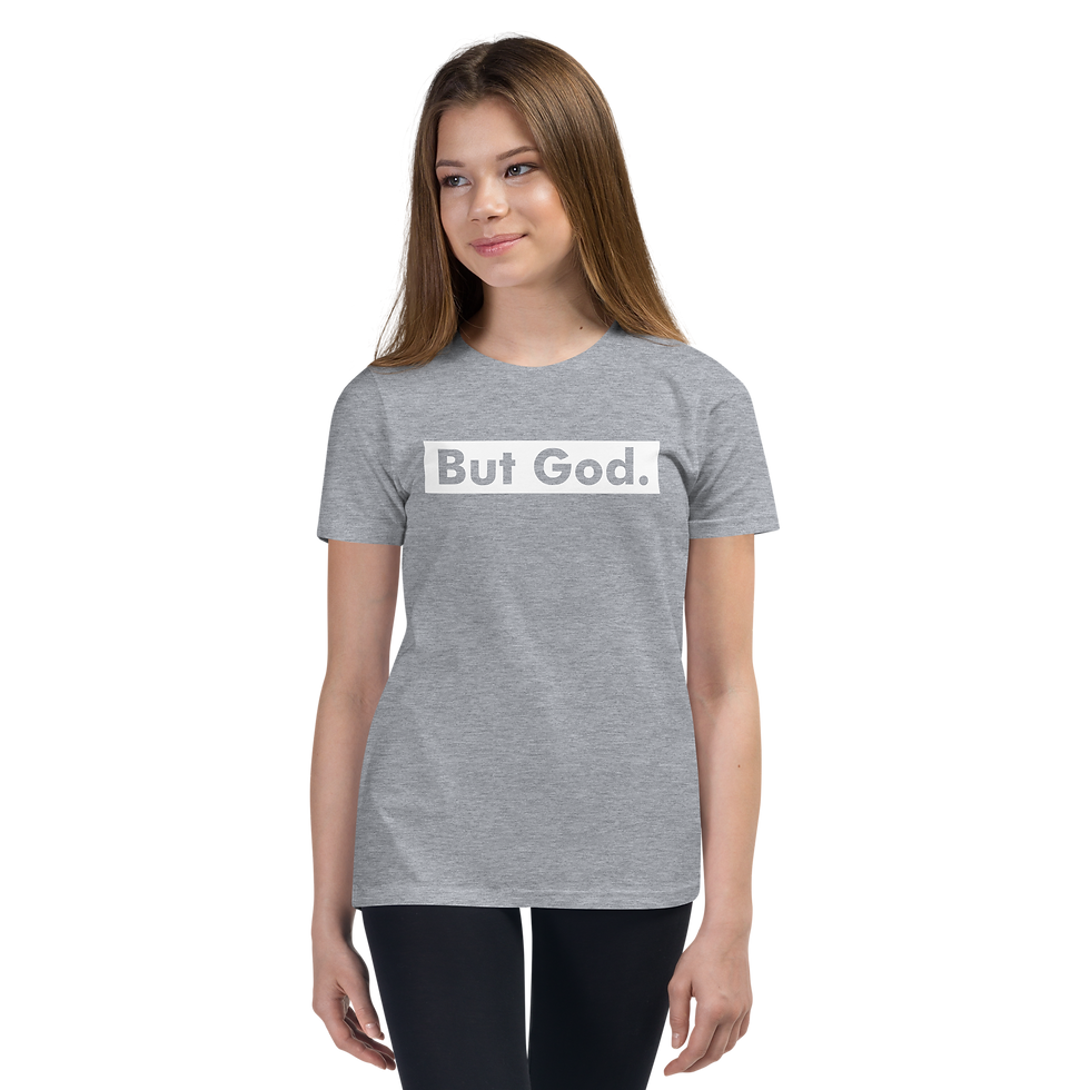 Thumbnail: But God - White Design Youth Short Sleeve T-Shirt