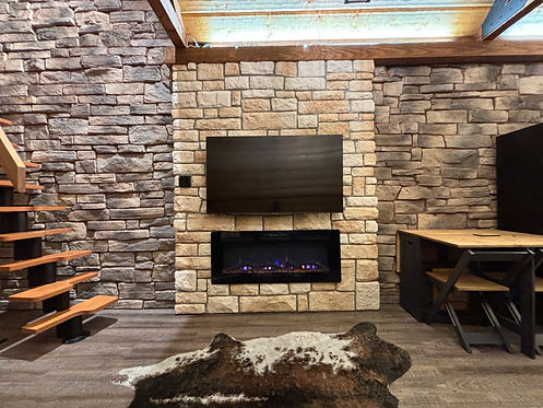 Cabin Limestone Fireplace