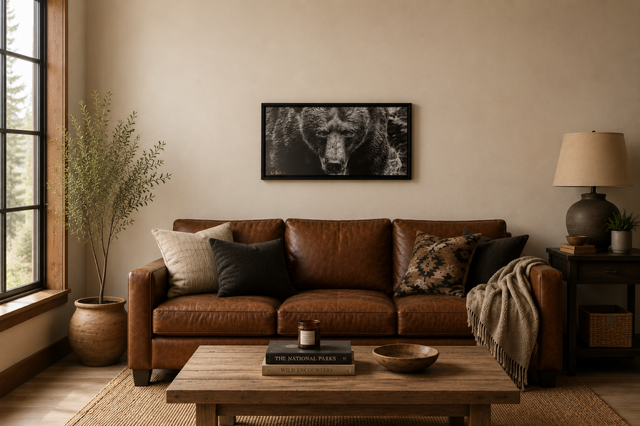 Float Frame Brown Bear B/W. 1/1