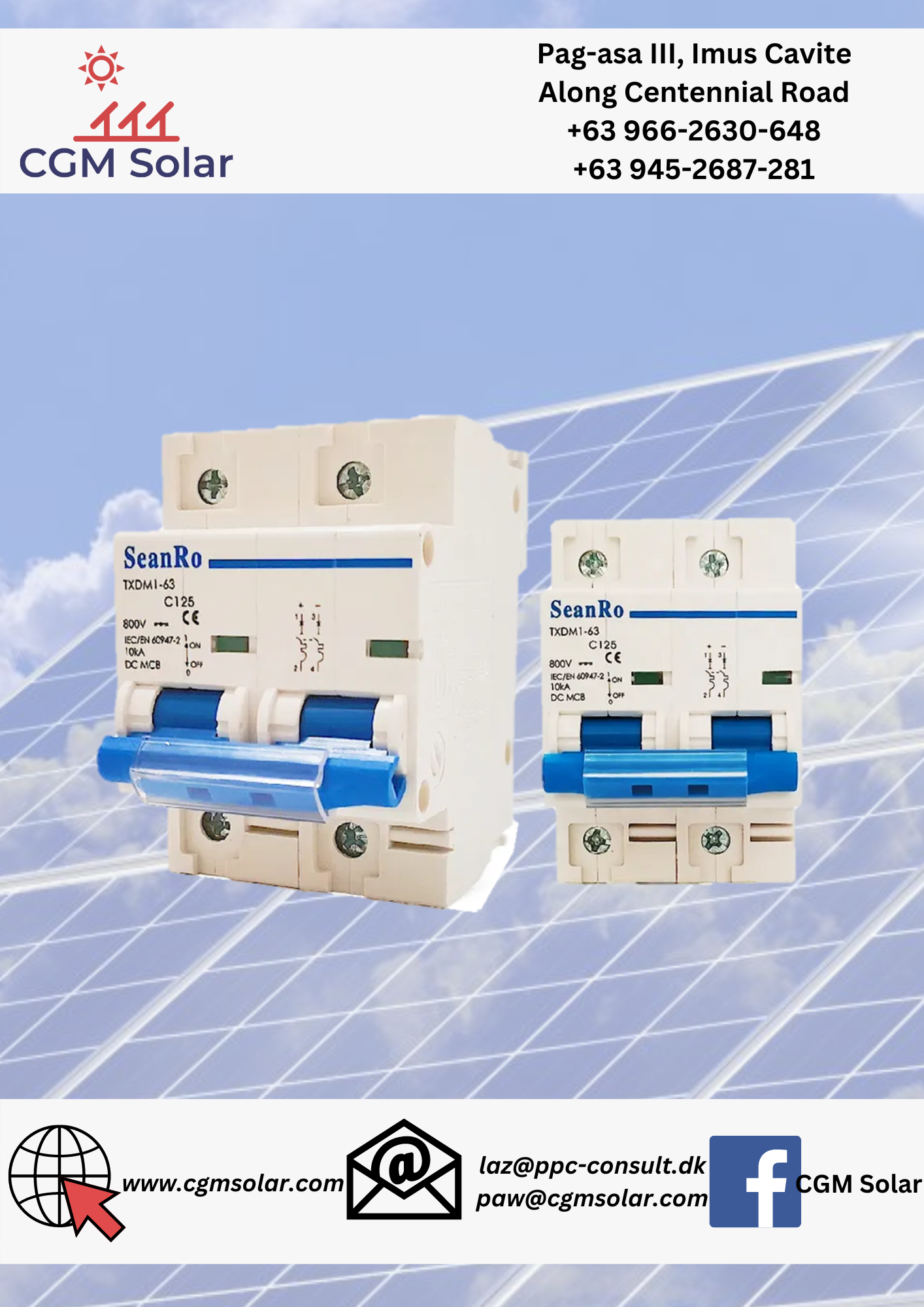 SeanRo DC breaker 2 pole 125A miniature circuit breaker 500V mcb circuit breaker