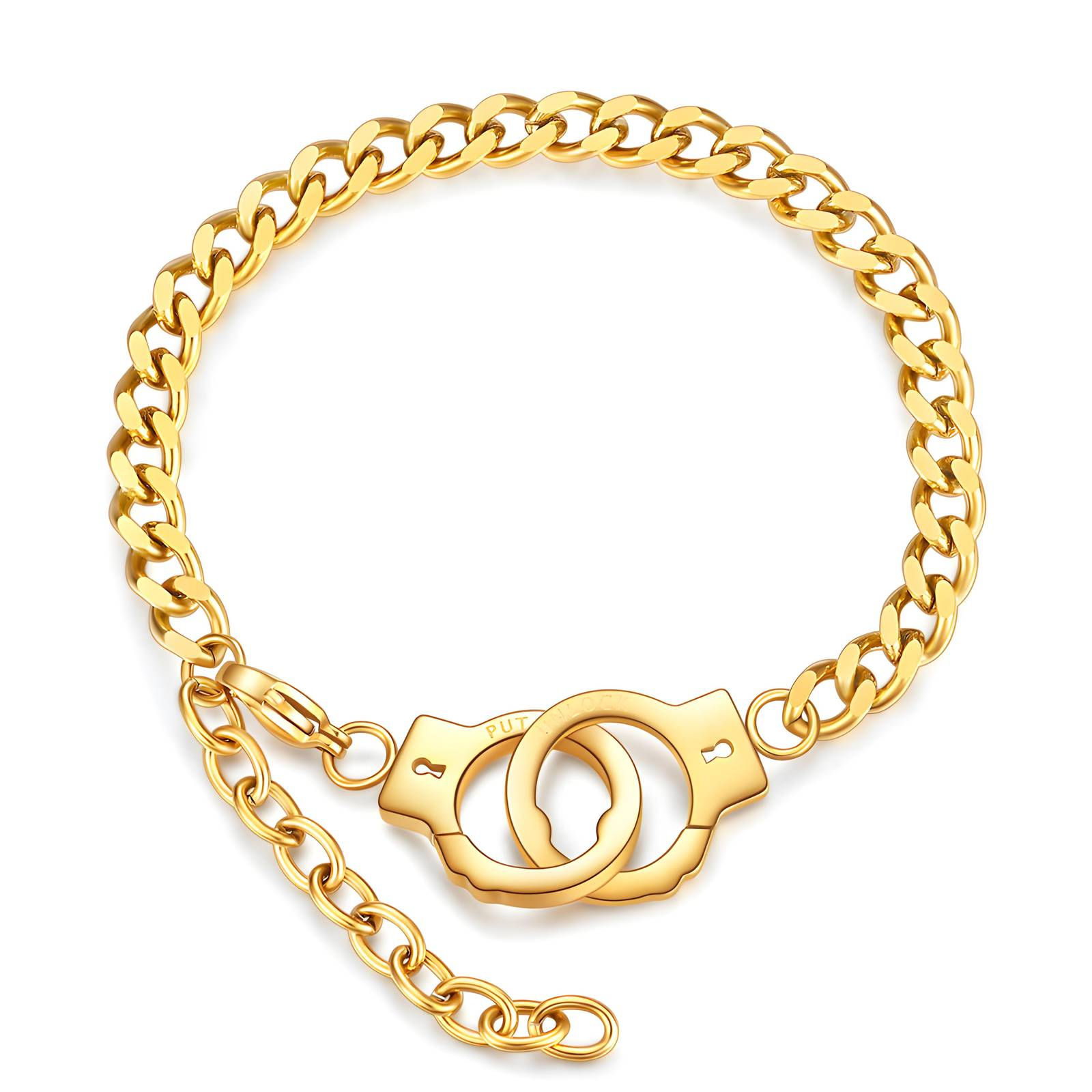 Prachtige armband met handboeien 18K verguld