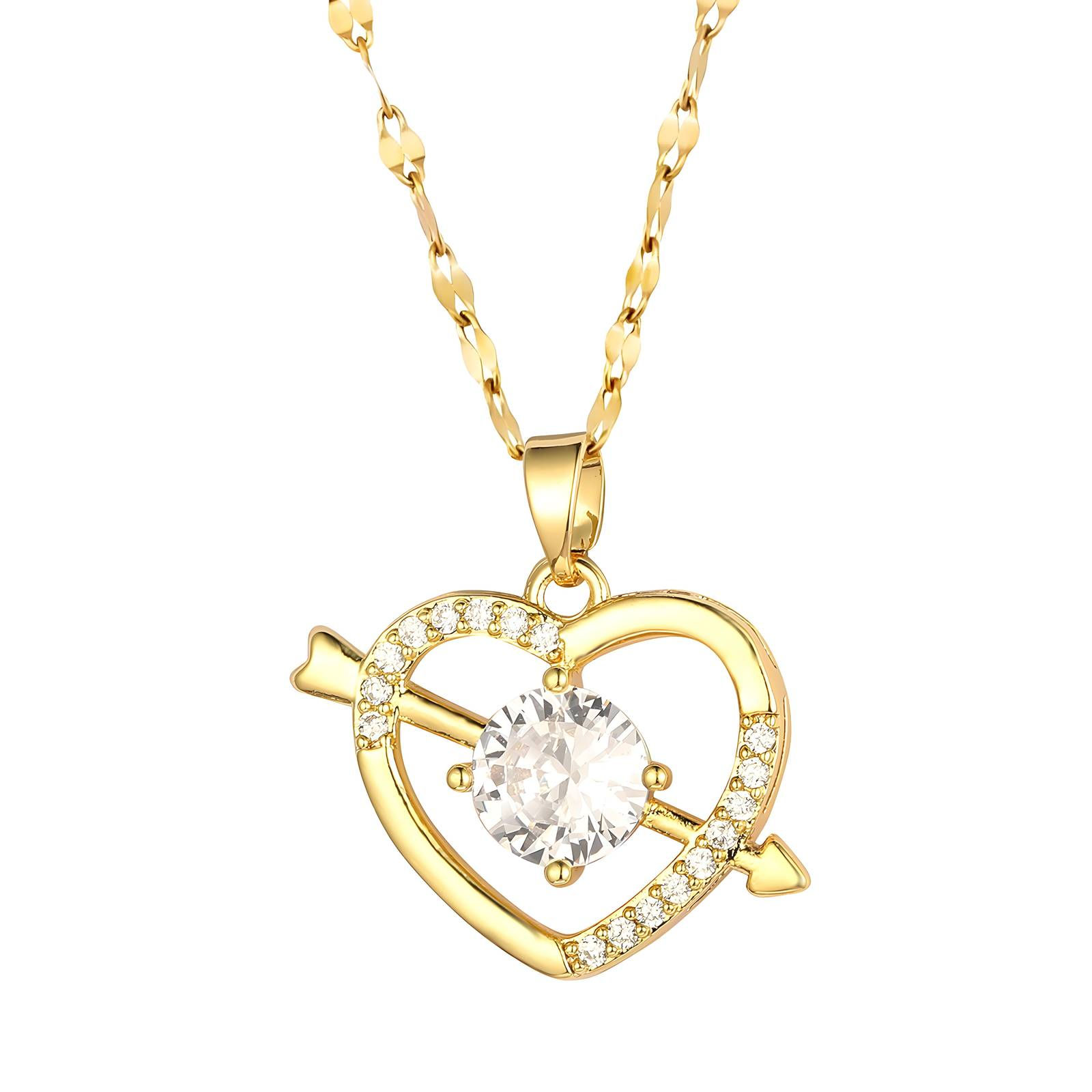 Hart 18k vergulde ketting met zirkonia