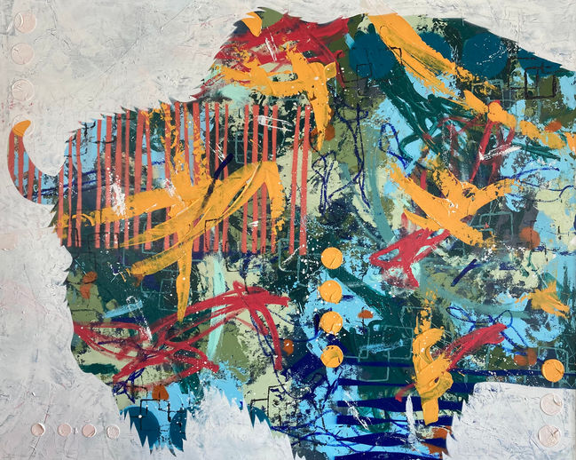 Bjorn 48 x 60 inches, mixed media painting on birch panel, 2024