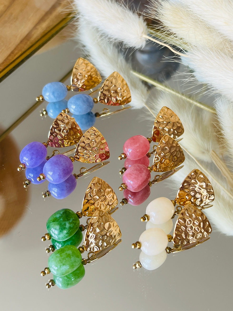 Miniature : Clous d'oreilles - Martelés - Gamme Candy Pierres au choix