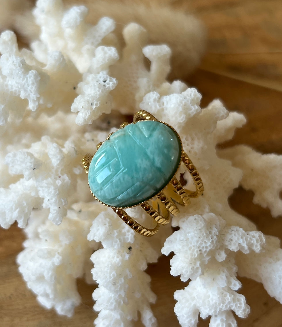 Miniature : Bague scarabée en Amazonite