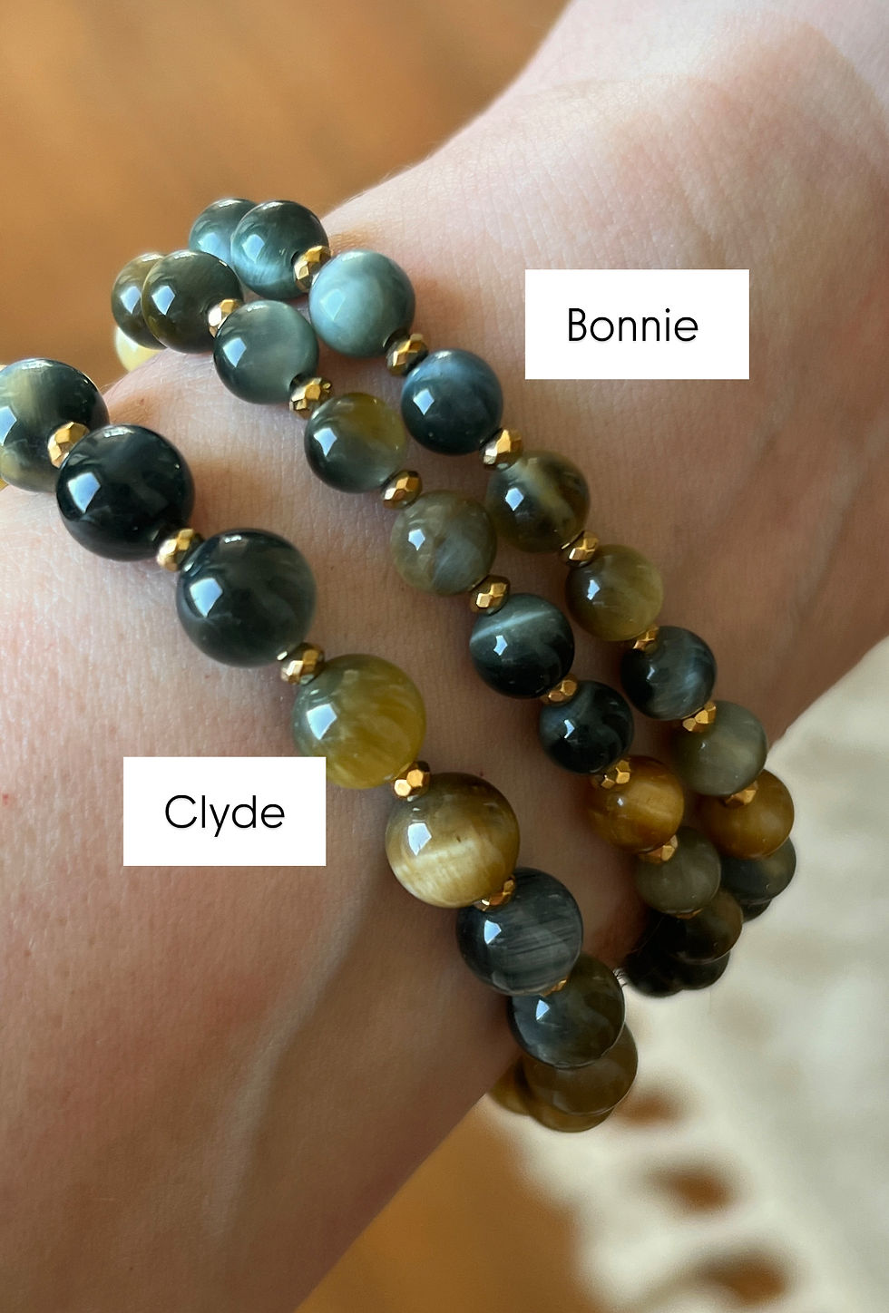 Miniature : Bracelet gamme Clyde en Oeil de tigre gris