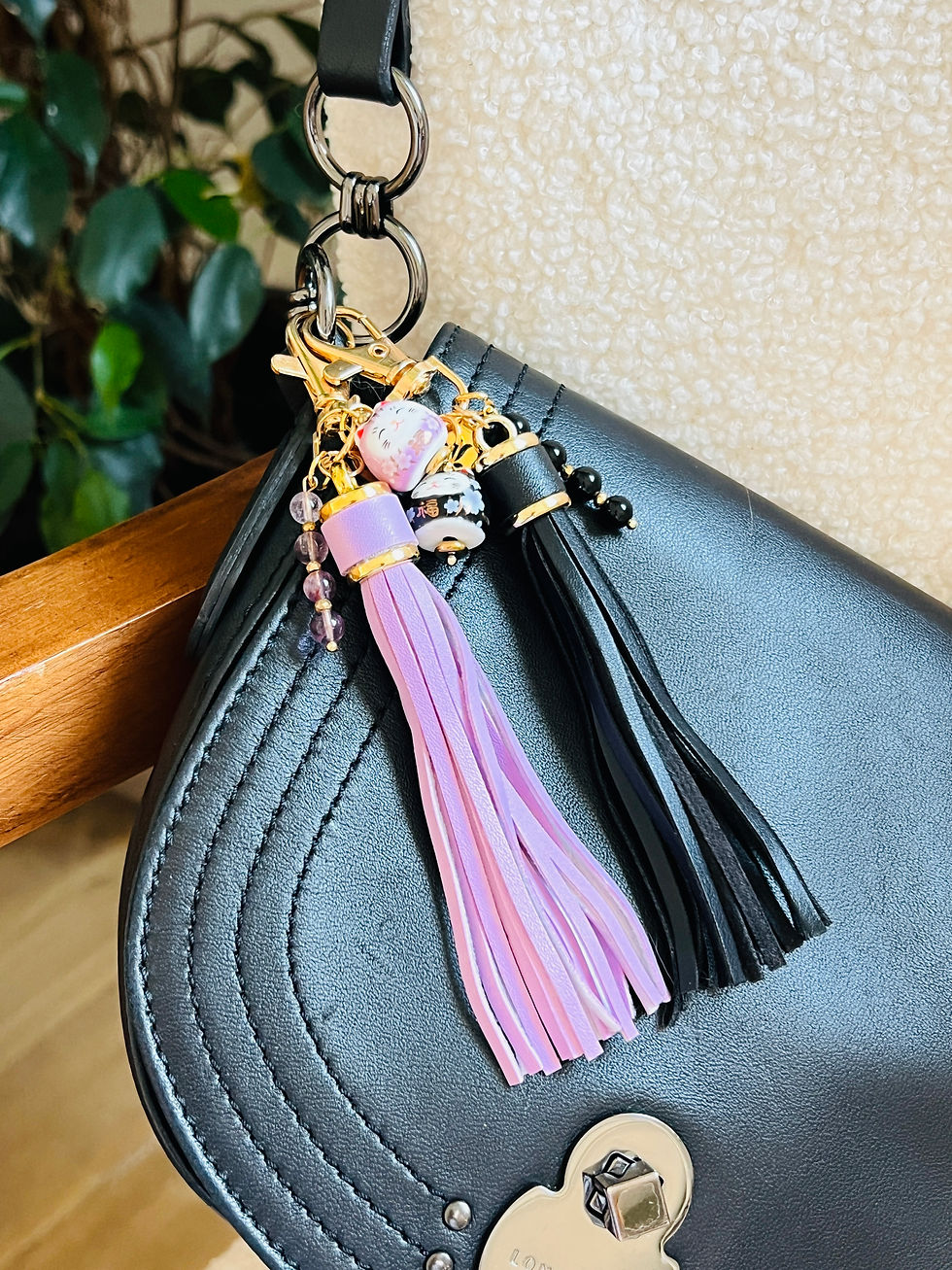 Miniature : Bijou de sac porte-bonheur chat - Maneki Neko Noir