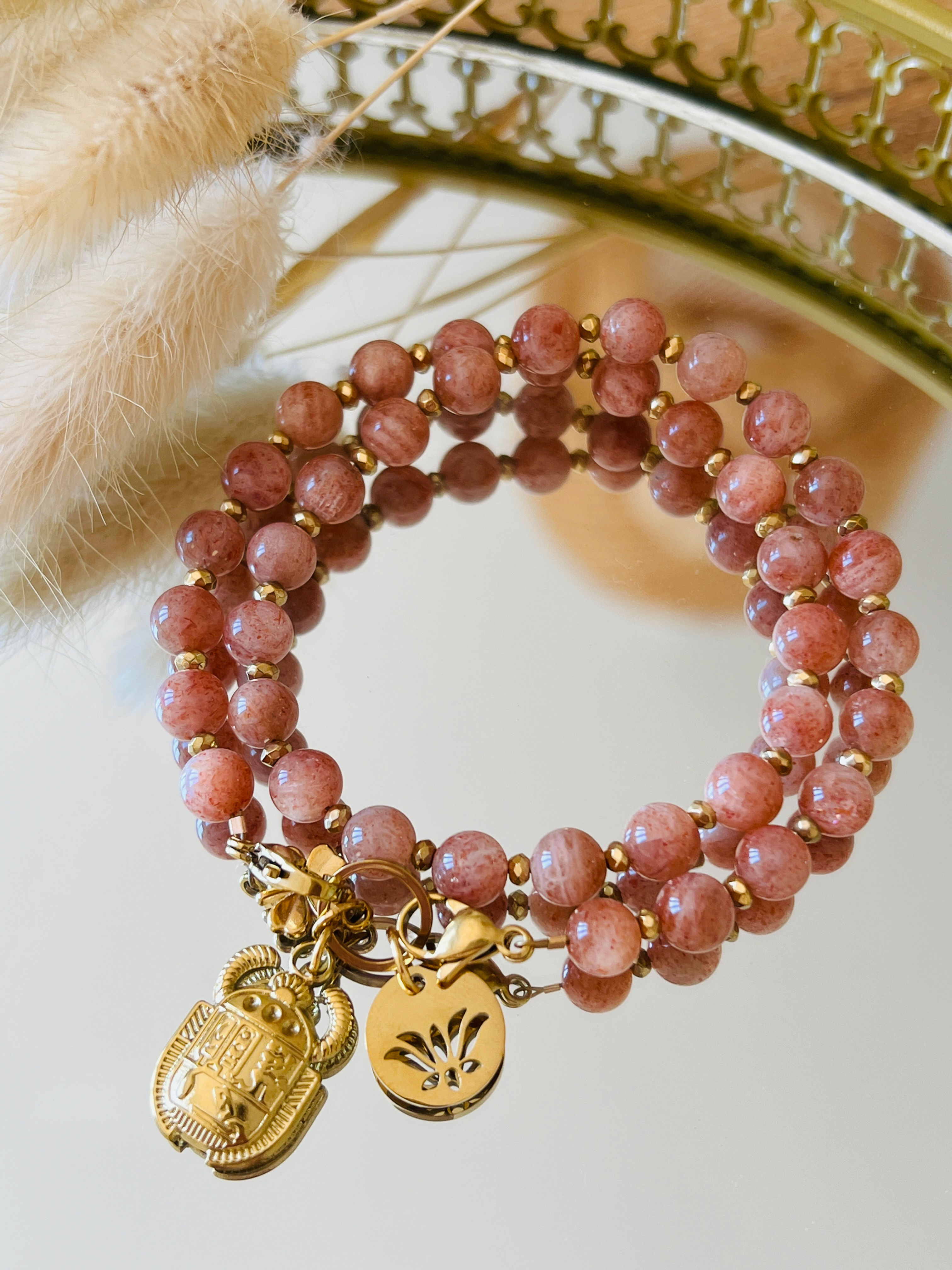 Bracelet double gamme Bonnie avec fermoirs en Pierre de soleil