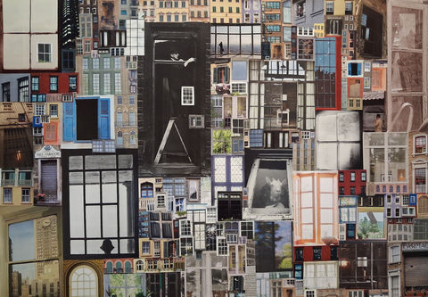 Windows, Collage on paper, 2025