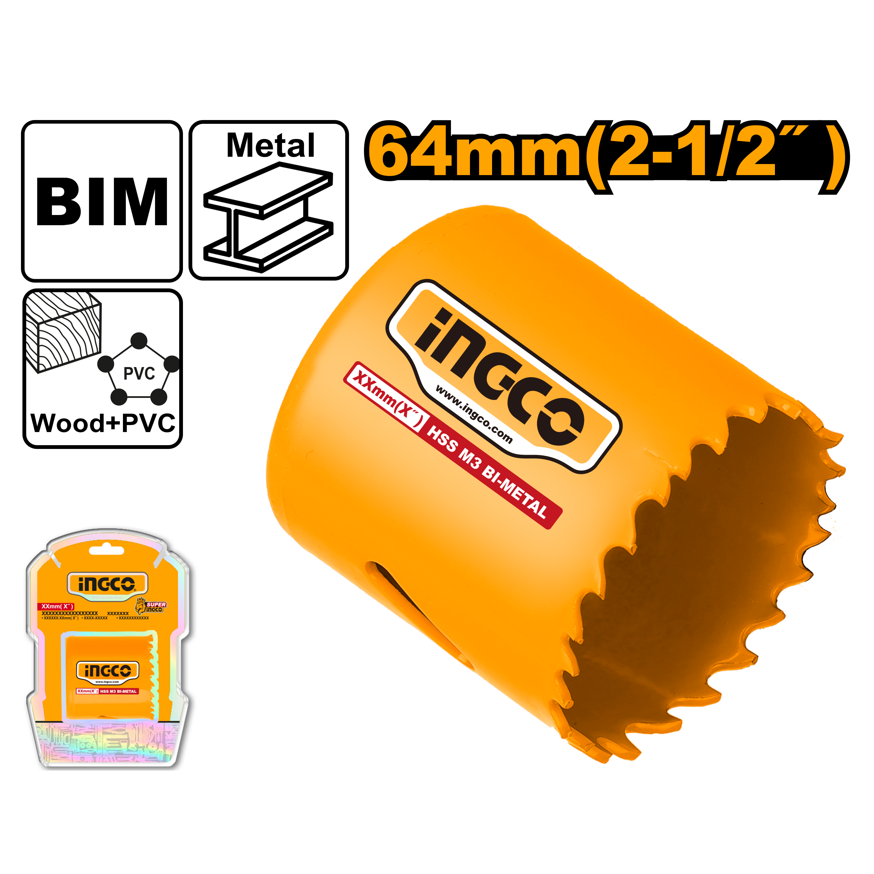 SIERRA COPA BIMETRAL 2 1/2" INGCO MOD: HSB10641