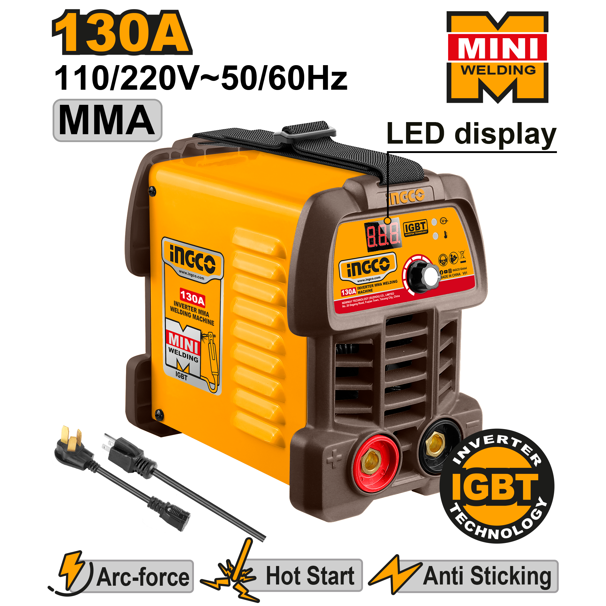 SOLDADORA INVERSORA 130A 110/220V INGCO MOD: ING-UMMA13049