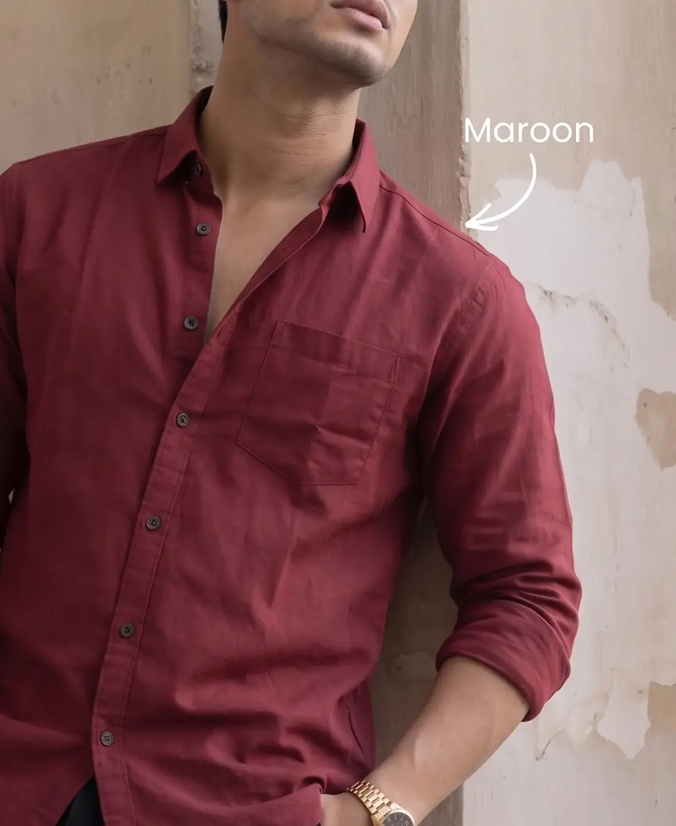 Thumbnail: Mens Cotton Maroon Shirt with Full Sleeves