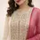 Thumbnail: Haradhi Kasavu Straight Kurta Set with Pant and Dupatta for Women closeup view