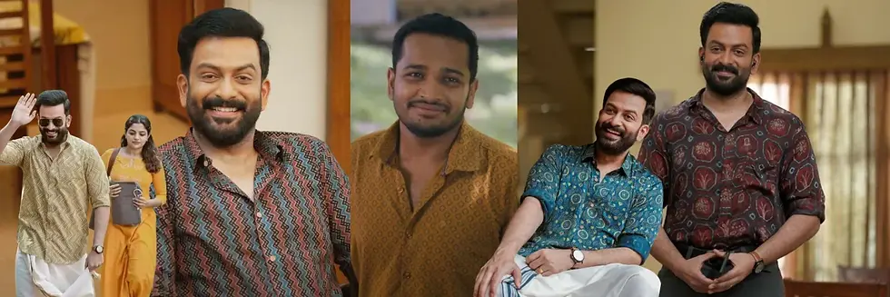 Prithviraj Sukumaran wearing Ajrakh shirt traditional style