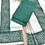 Thumbnail: Forest Green Floral Print Cotton Set Mundu pleat view.