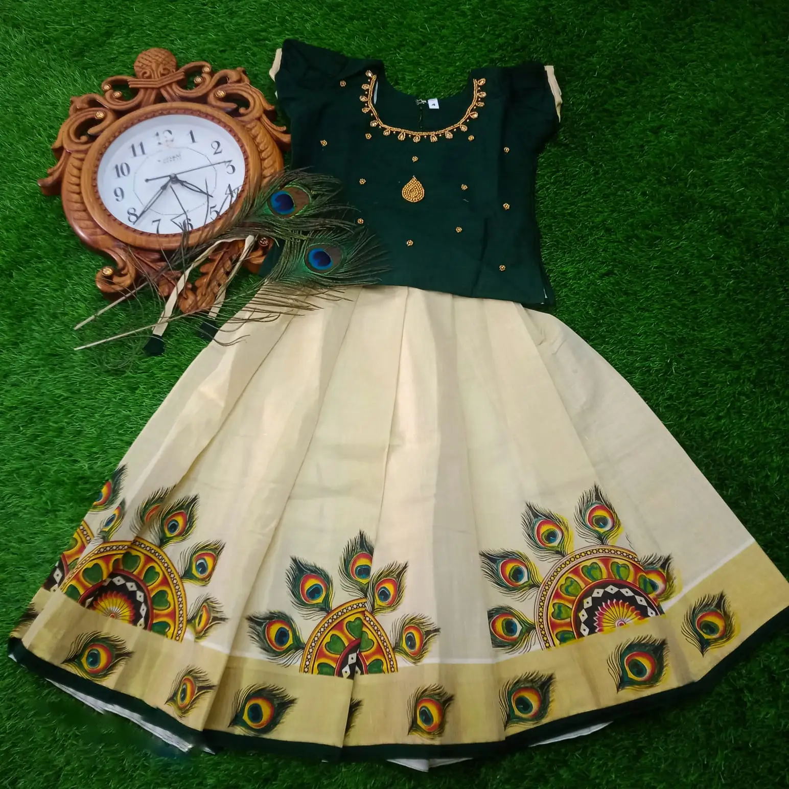 Shop Traditional Kerala Kasavu Kids Dress Online
