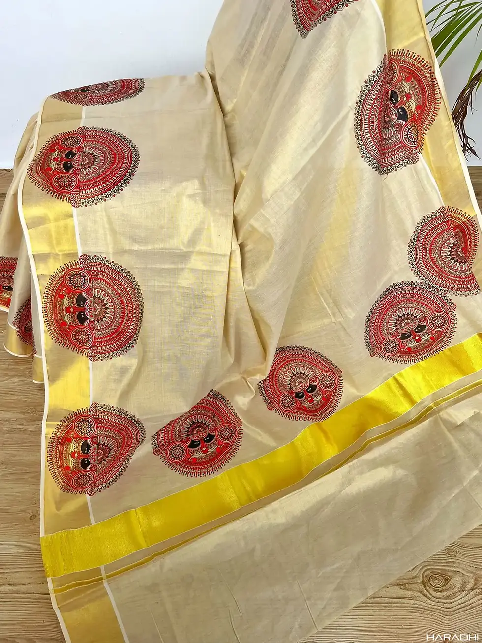 Theyyam kerala saree design close up view