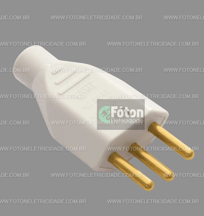 Pino 2P+T junção macho 10A NBR reto branco 1729 FAME