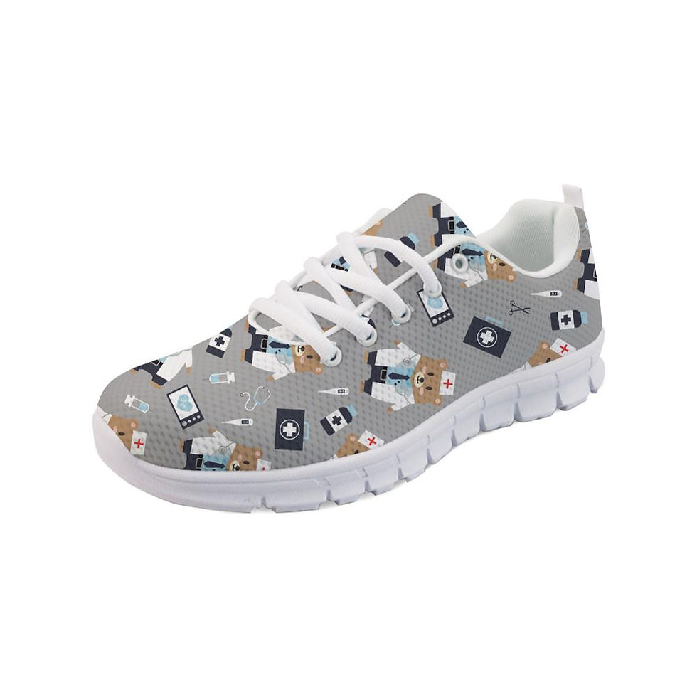 Thumbnail: Spring Nurse Flat Shoes Women Cute Cartoon  Shoes Breathable Mesh Flats Female