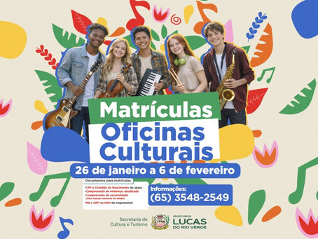 Matrículas das Oficinas Culturais 2026 serão realizadas exclusivamente on-line a partir de 26 de janeiro