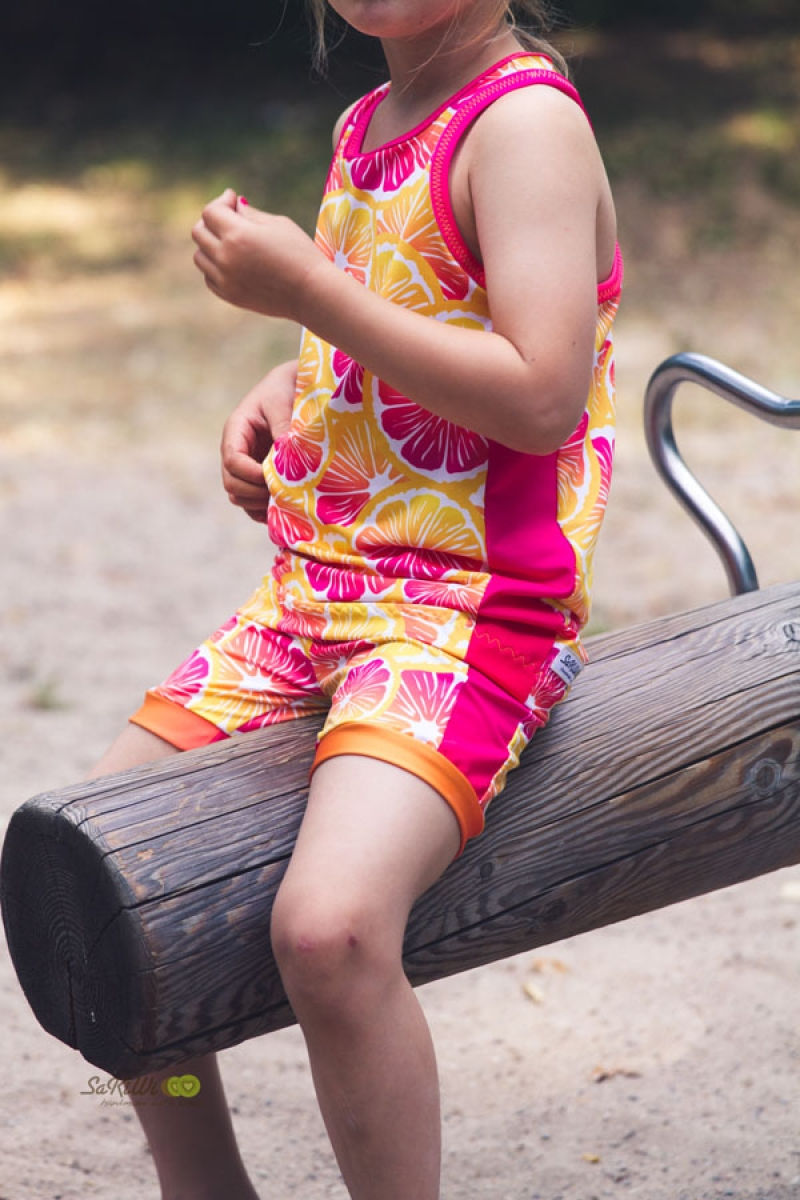 Thumbnail: Badeanzugstoff  Lemonada - orange -  Astrokatze