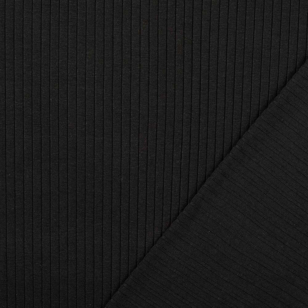 Rippjersey Schwarz | hochwertig, elastisch & vielseitig