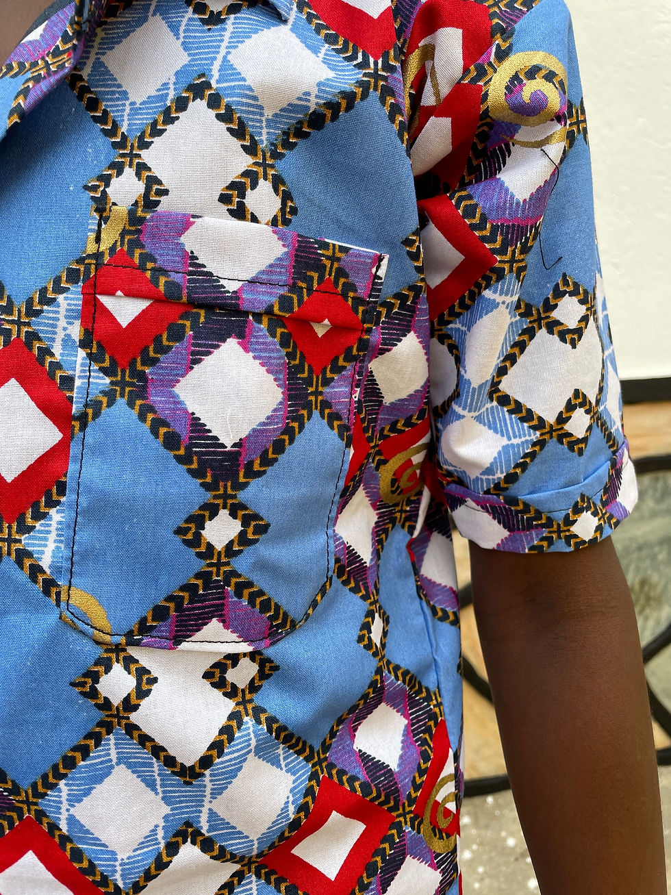 Thumbnail: Dream de Woodin - navy blau/rot (Bordürenstoff)