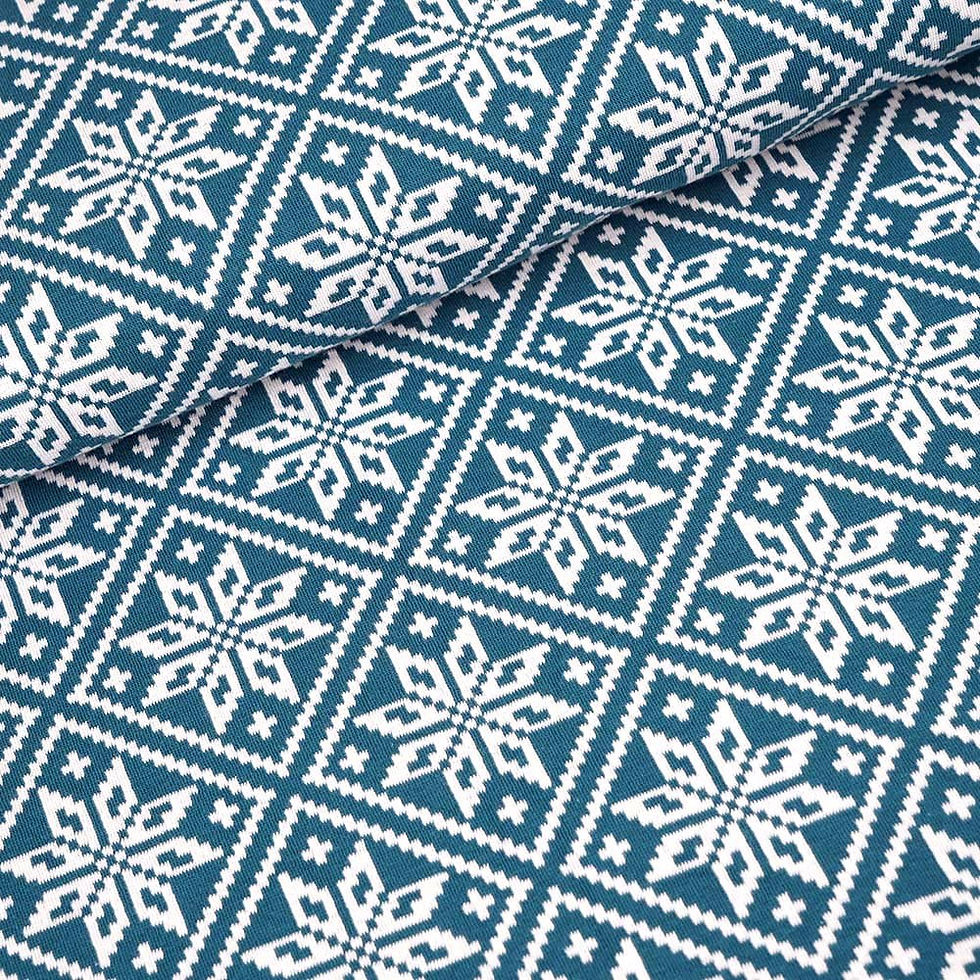 Miniature : Bio-Jacquard Snowflake petrol - Stoffonkel