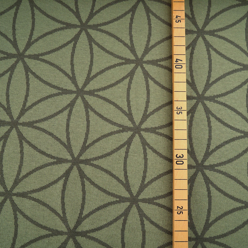 Thumbnail: Bio-Jacquard Blume des Lebens moosgrün - Stoffonkel