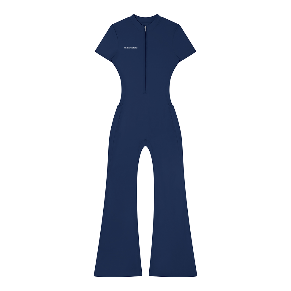 Thumbnail: Women’s Tight Flared Leg Quarter-Zip Jumpsuit