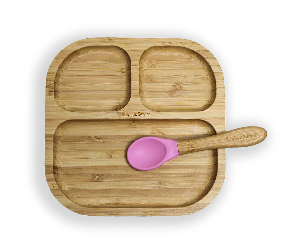 Thumbnail: Babyboss Fyrkant bambutallrik med sugpropp
