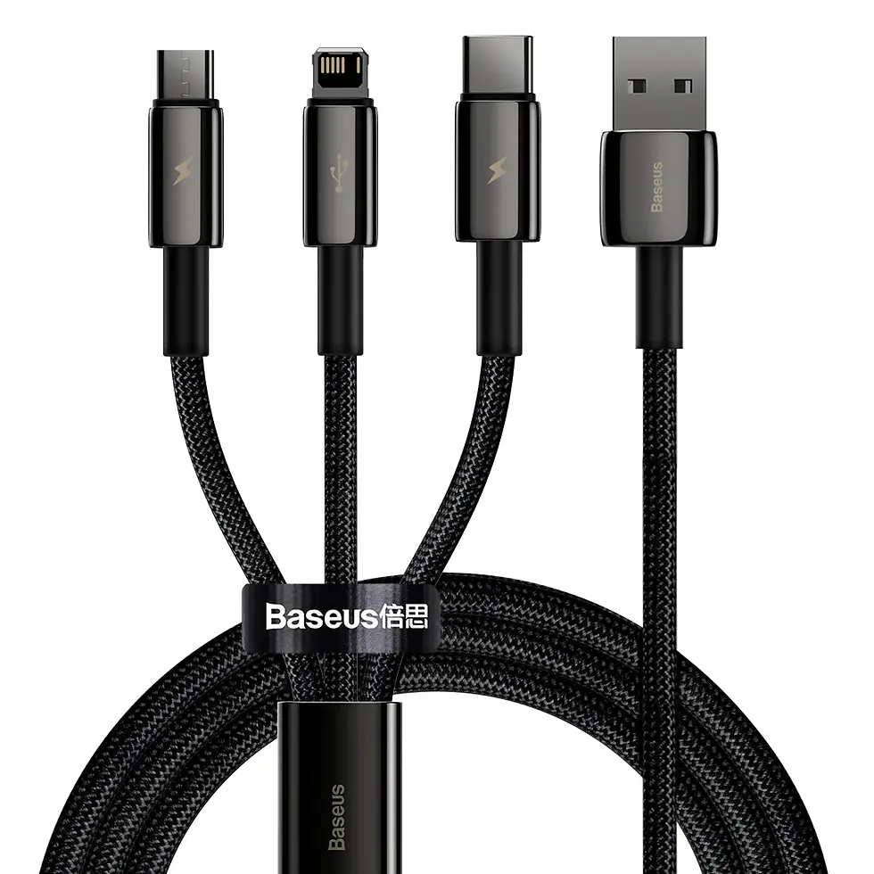 Thumbnail: Baseus Tungsten Gold One-for-three Fast Charging Data Cable USB to M+L+C 3.5A 1.