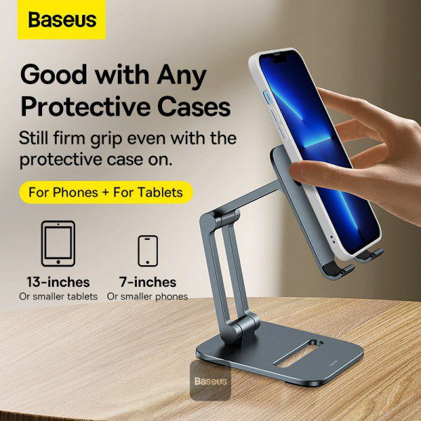 Thumbnail: LUSZ000013	Baseus Desktop Biaxial Foldable Metal Stand (for Phones) Grey