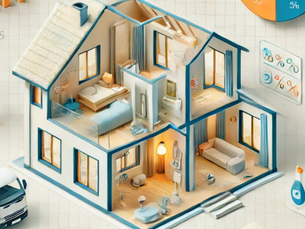 Une maison ouverte où l'on voit l'intérieur