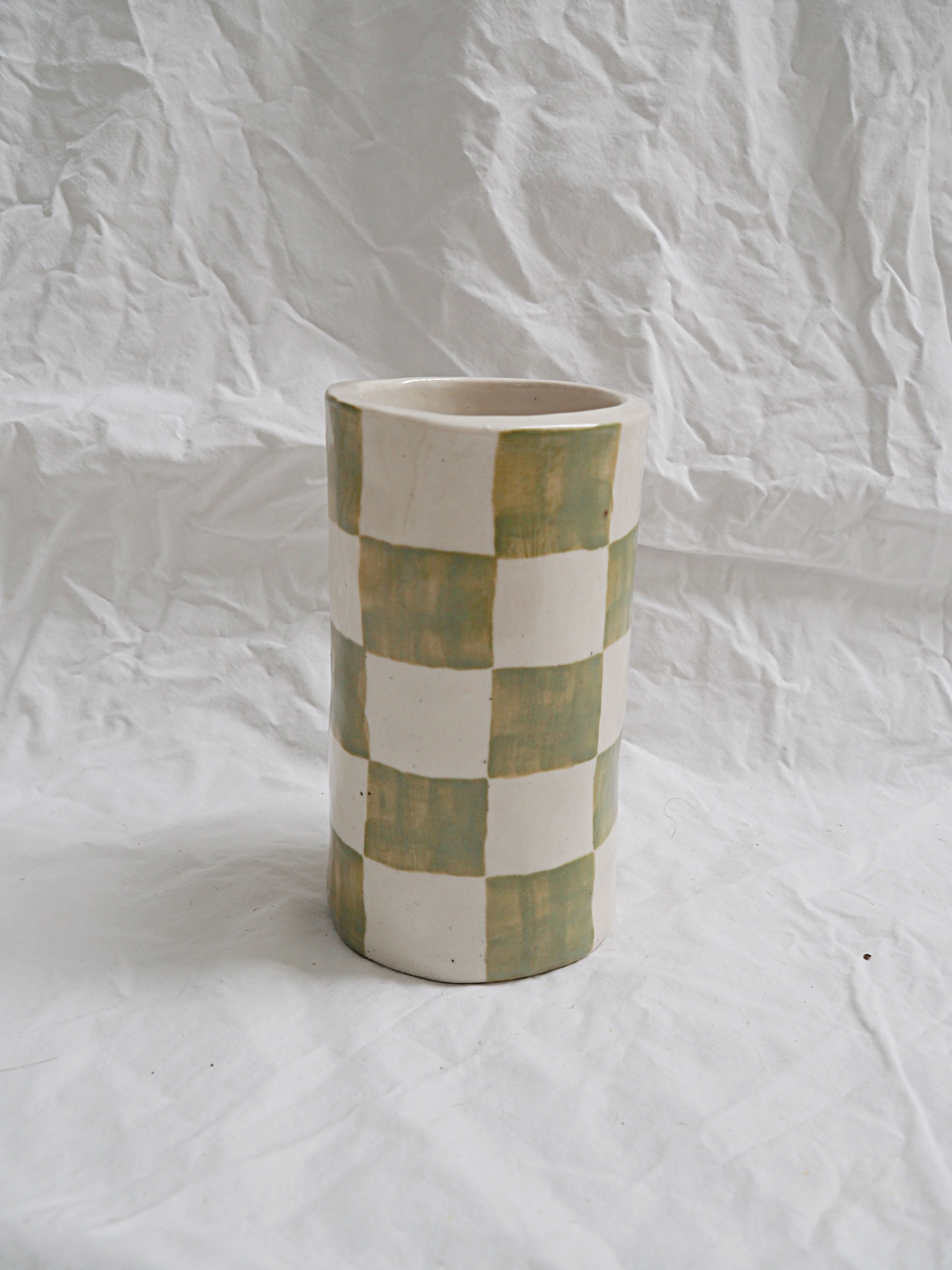 Check Vase in Green