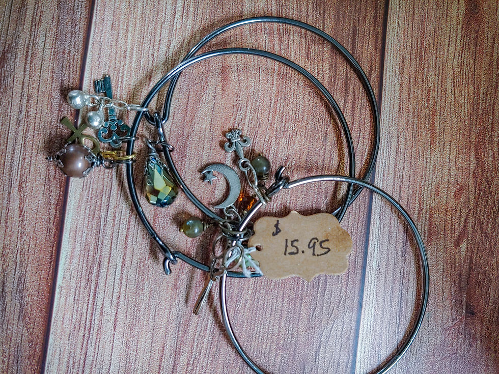 Thumbnail: Charm | Metal Bangle Bracelets Set