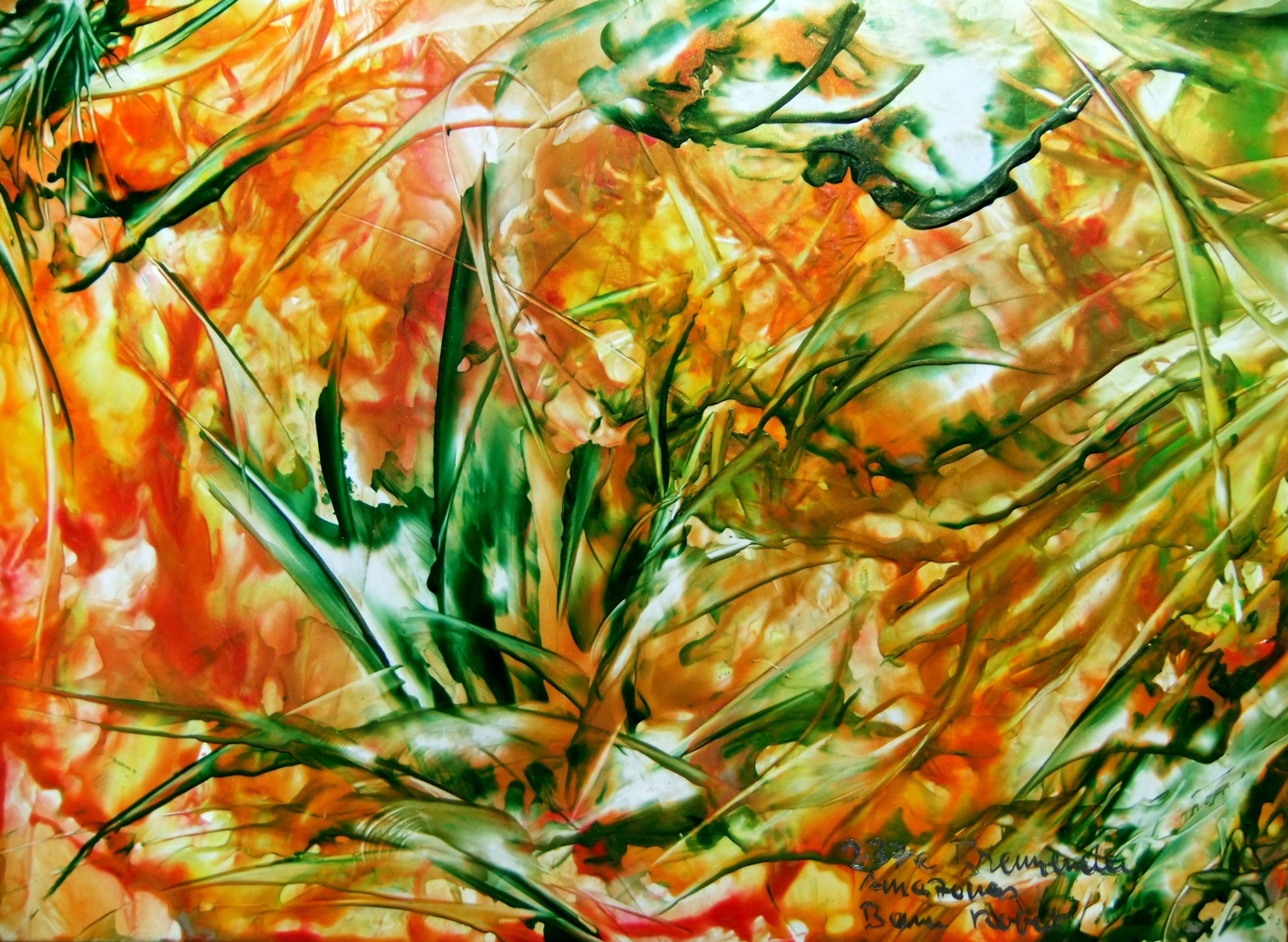 237e Burning Amazon, original, landscape painting, approx. 21 cm * 30 cm