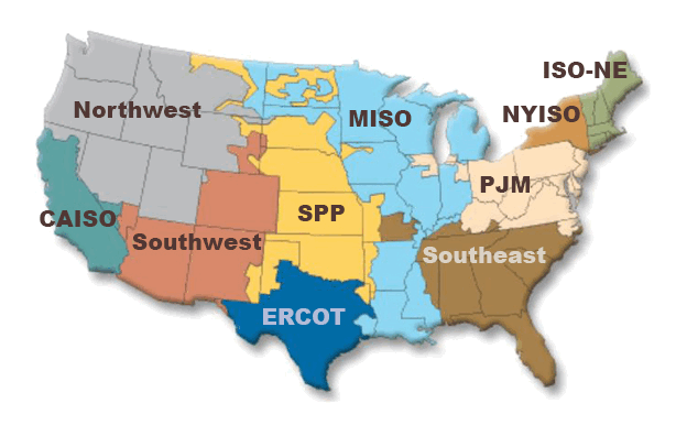 Map of Independent System Operators (ISOs)