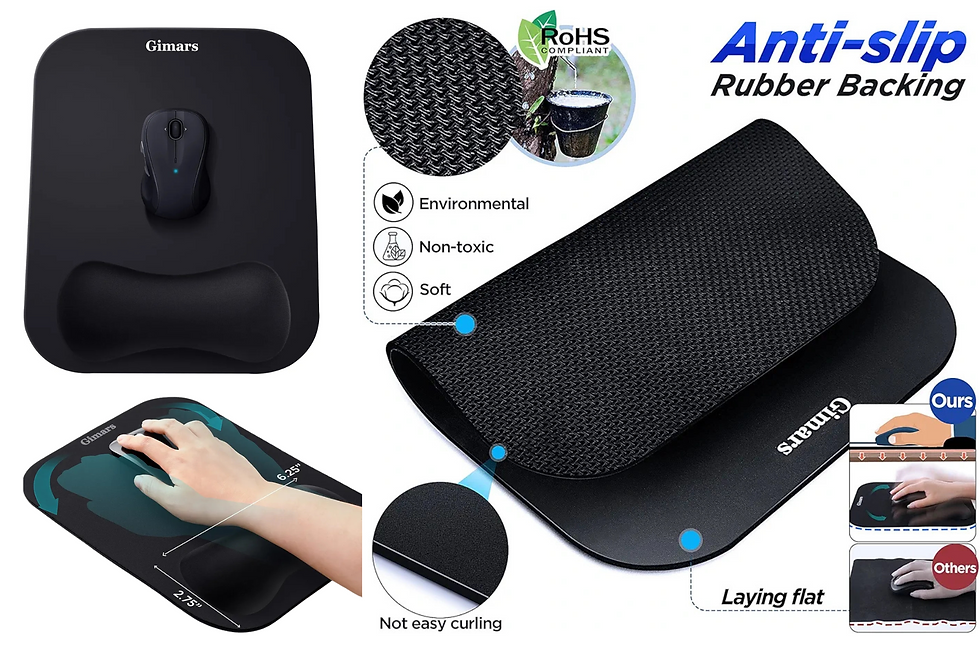 various images of gimars memory foam mouse pad with wrist rest and its features