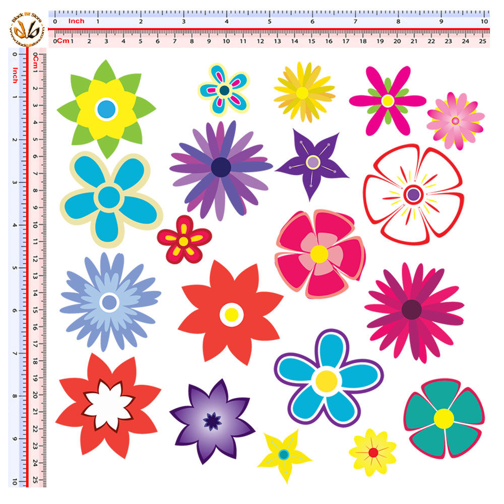 Adesivi fiori stilizzati flowers Sticker 20 Pz.