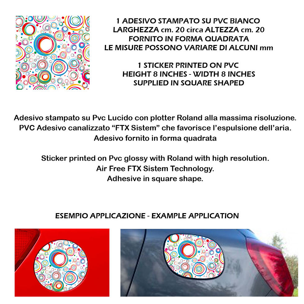 Miniatura: Adesivi serbatoio auto cerchi 2 circle Sticker car tank 1 Pz. Size 20x2