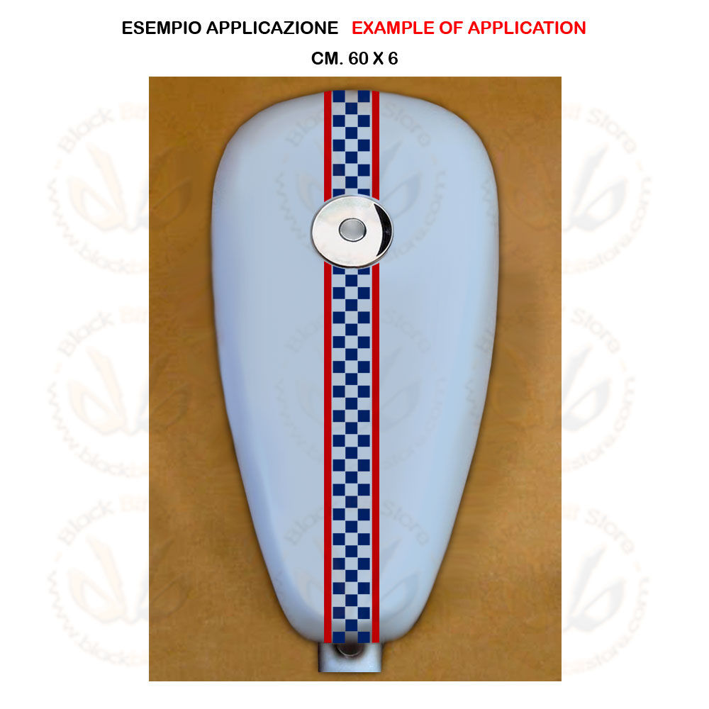 Adesivo serbatoio moto quadri blu rosso sticker tank blu red