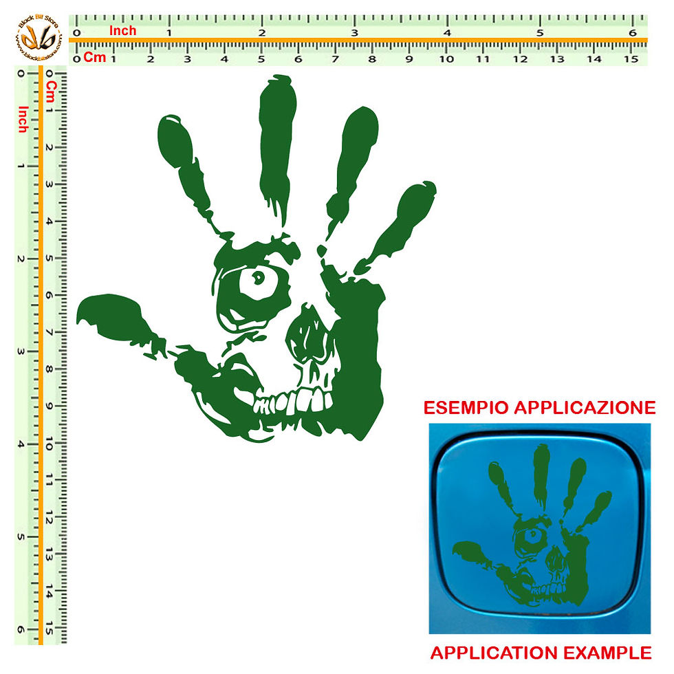 Miniatura: Adesivi serbatoio teschio mano hand skull Sticker car tank 1 Pz.