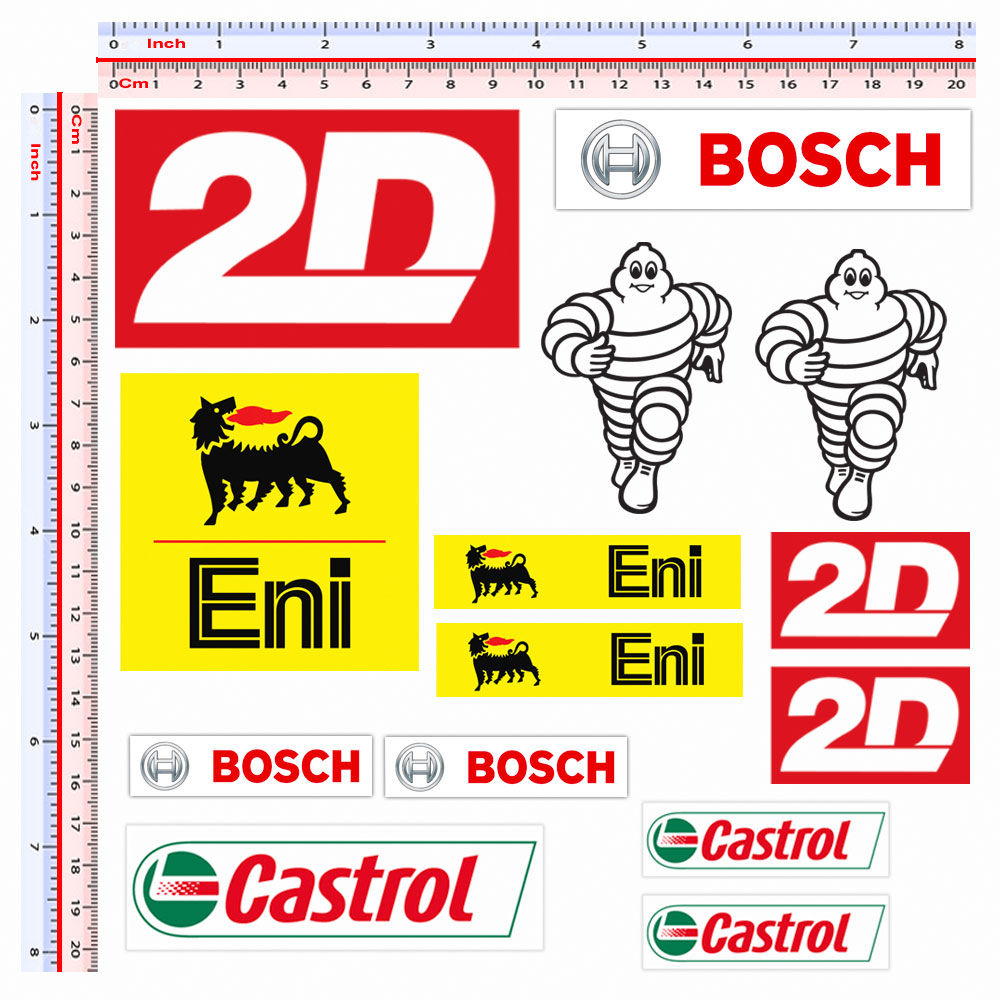 Sticker sponsor 2D bosch castrol eni michelin 14 pz.